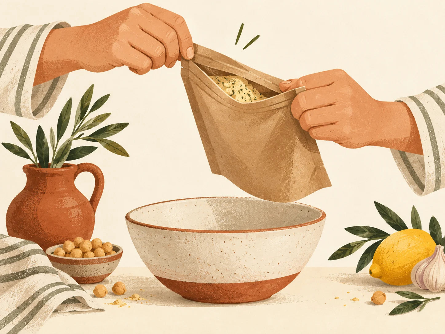 Illustration of opening an ORZA pouch