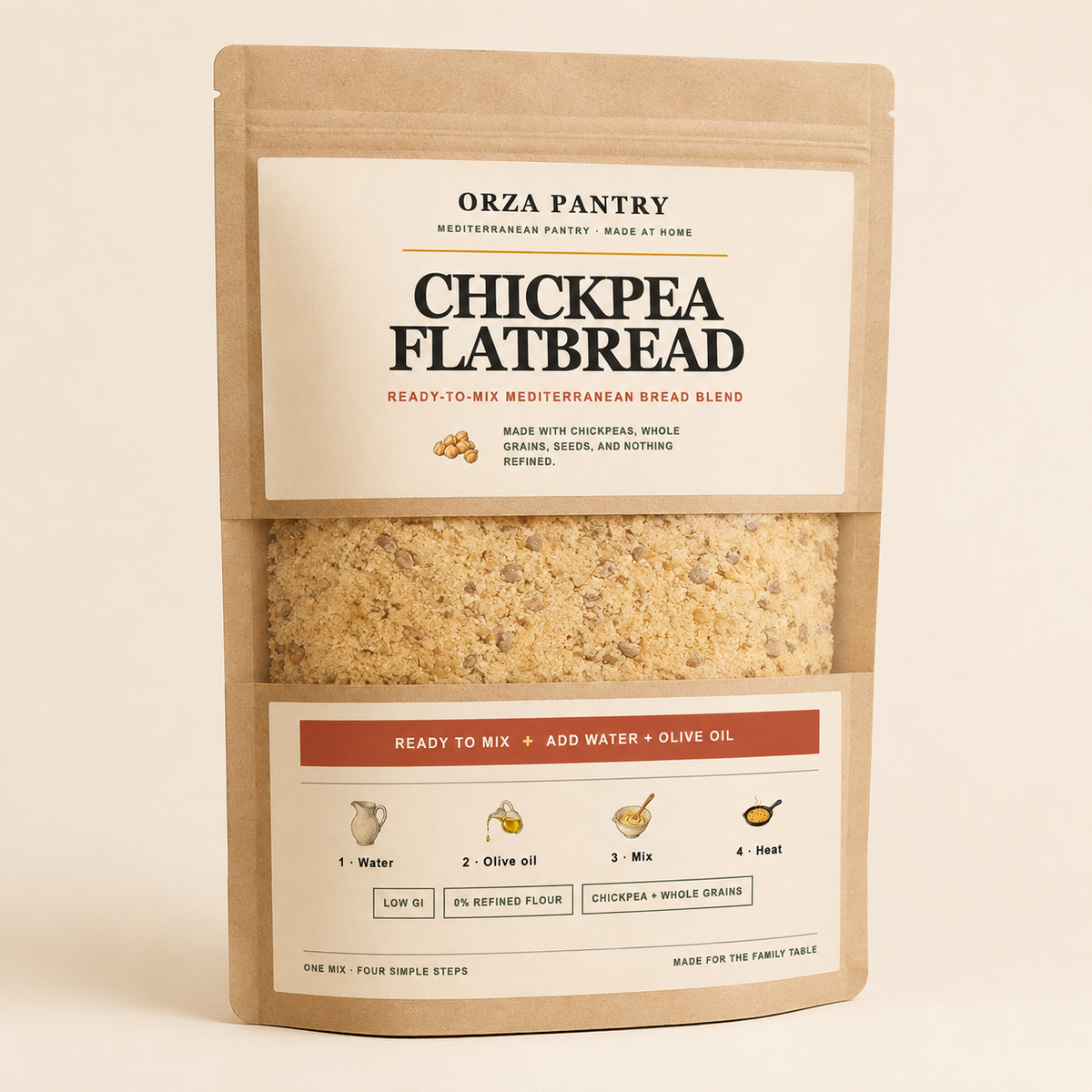 Chickpea Flatbread Mix — 500 g · Makes approximately 8 flatbreads