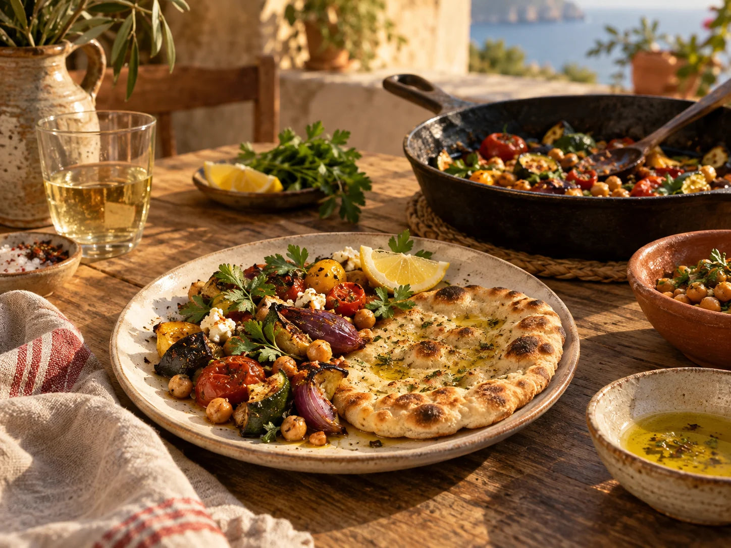 Rustic Mediterranean dinner setting