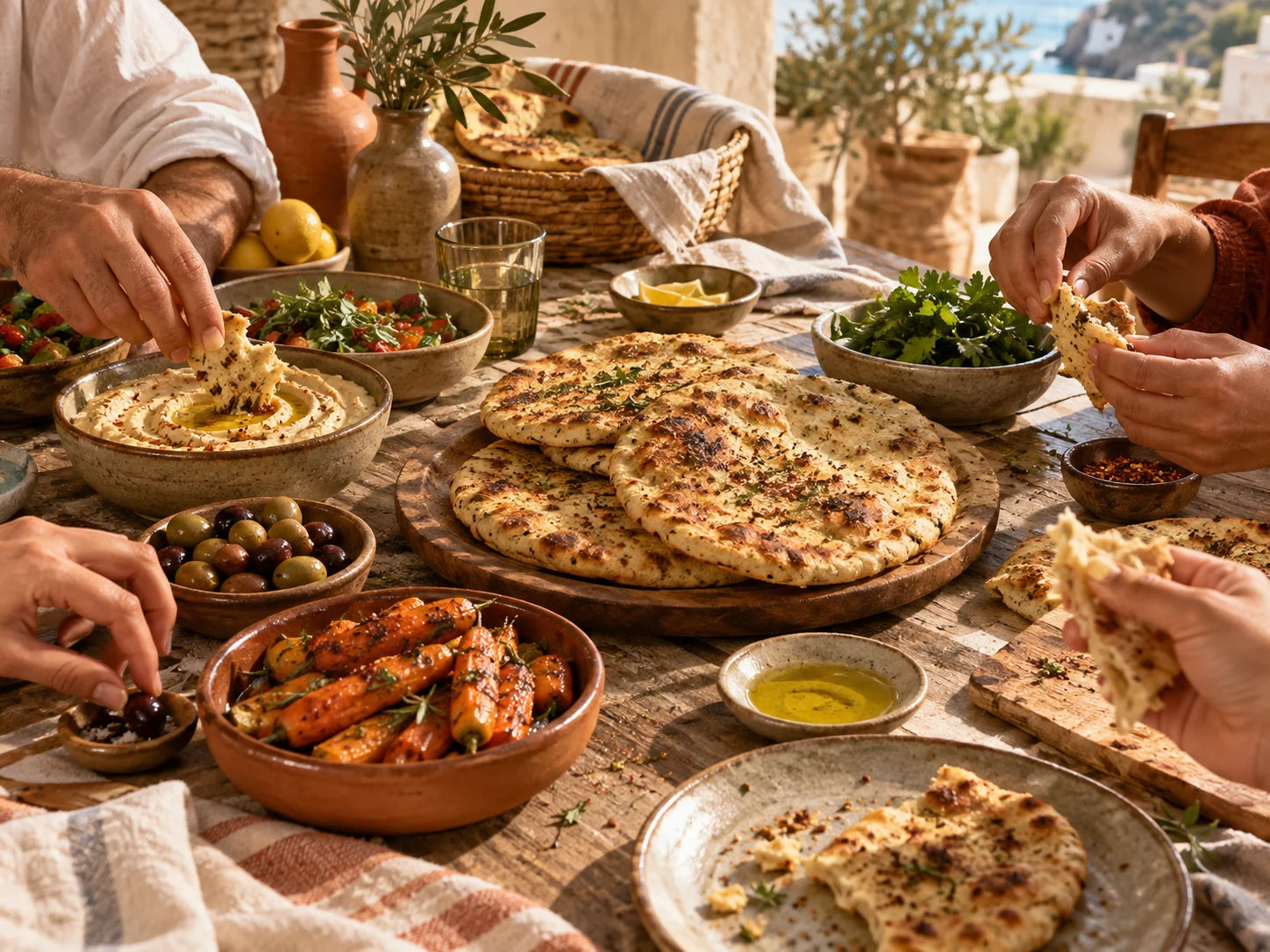 Warm bread at a family table